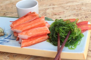 crab sticks on a plate