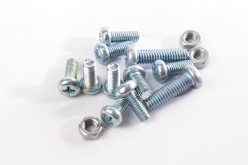 Close up Bolts on white background