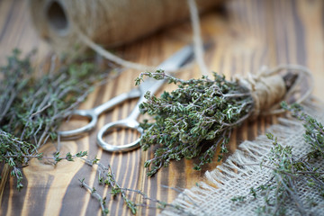 Thyme on table close-up