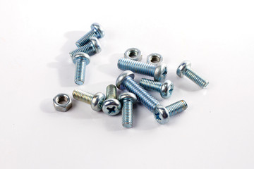 Close up Bolts on white background