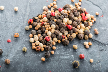 Close up selection of various pepper types