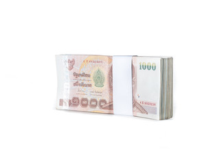 Thai baht banknotes on white