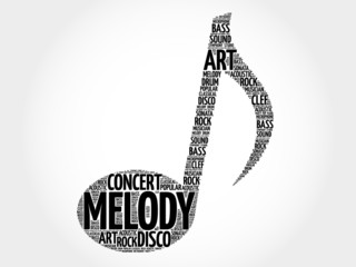 Music note word cloud, melody concept