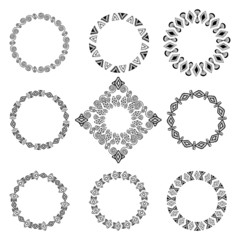 Collection of round elements for design in ethnic style