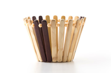 wood basket on white background
