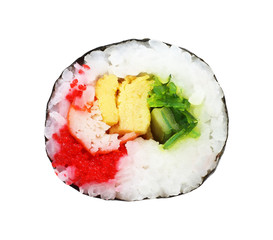 sushi rolls on white background