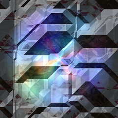 Abstract black and gray 3d background of blocks with spectral rainbow rays