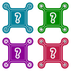 Set of four flat simple frames and question mark