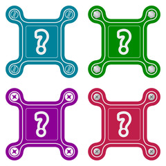 Set of four flat simple frames and question mark