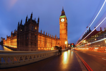Fototapeta na wymiar Big Ben with bridge in London, England