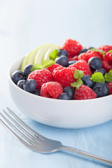 fresh fruit salad with raspberry blueberry apple