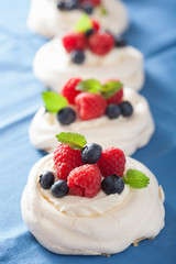 pavlova meringue cake with cream and berry