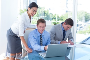 Fototapeta premium Business people using laptop