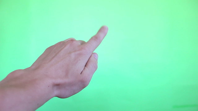 12 real hands touch gestures on green screen