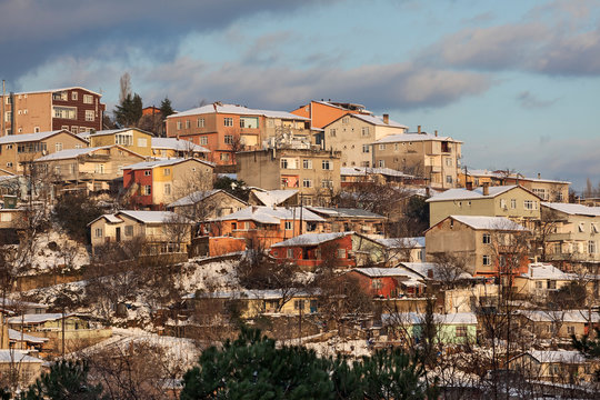 Traditional Turkish neighborhood in  winter