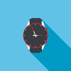 Watch flat design vector illustration with long shadow..