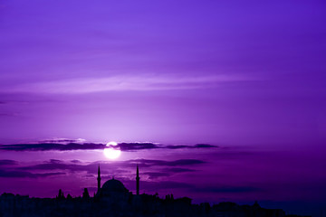 Fototapeta na wymiar Mosque silhouette Istanbul