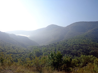 View of the mountains in the morning