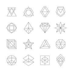Set of hipster icons, geometric logotypes