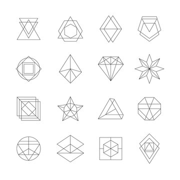 Set of hipster icons, geometric logotypes