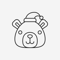 Christmas bear line icon