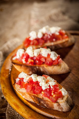 bruschette pomodoro and Mozzarella