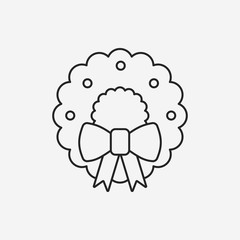 Christmas wreath line icon