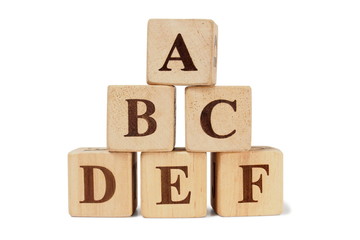 Wooden blocks with ABCDEF letters