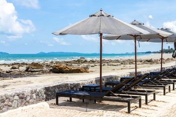 daybed and umbrella on the beach