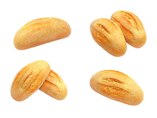 Set of fresh hotdog roll taken closeup.Isolated.