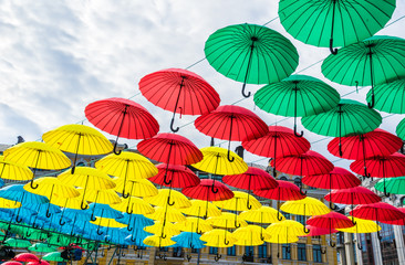 Fototapeta na wymiar Hanging umbrellas