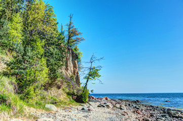 Cliff of Orlowo at Baltic sea, Poland, photo HDR