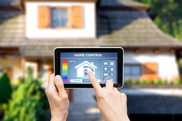 Remote home control system on a digital tablet.
