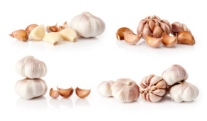 composite of fresh garlic  isolated on white background
