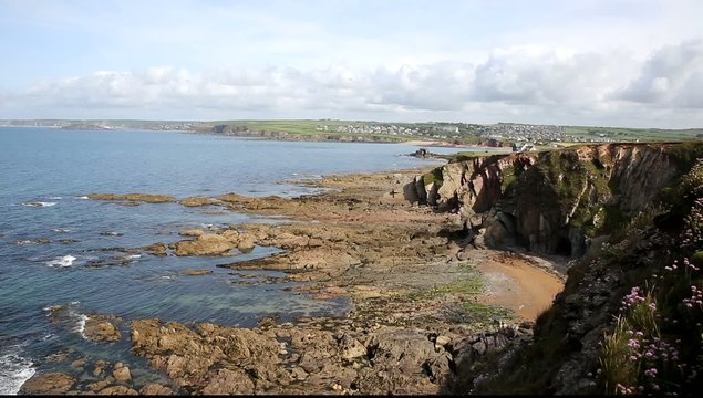 South Devon coast view towards Thurlestone England UK near Hope Cove