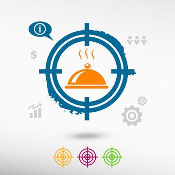 Restaurant cloche icon on target icons background.