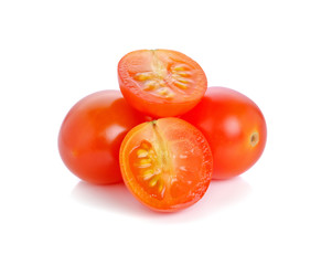 Grape or cherry tomatoes isolated on white background.