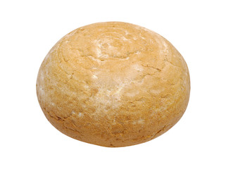 Round warm fresh bread.Isolated.