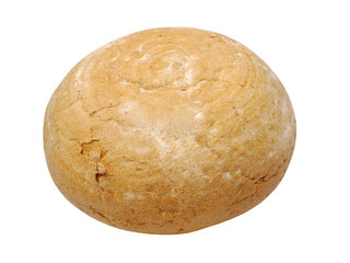 Warm fresh round bread.Isolated.