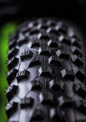 close-up of a green mountain bike