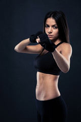 Fitness woman ready to fight