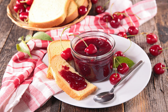 cherry jam and brioche
