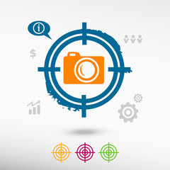 Camera, vector illustration on target icons background.