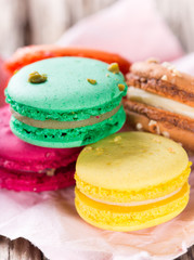 Colorful french macaroons