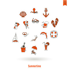 Summer and Beach Simple Flat Icons