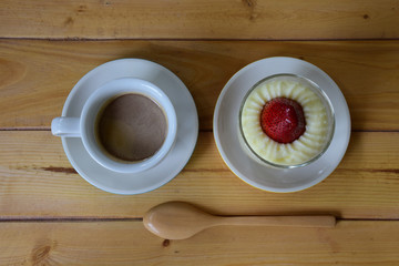 Strawberry cake and coffee