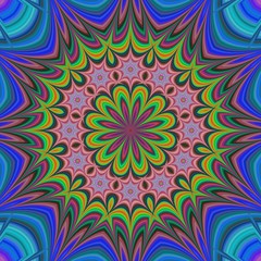 Fototapeta na wymiar Colorful abstract floral fractal kaleidoscope background