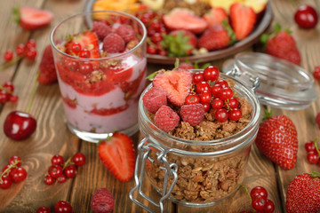 Granola with berries and fruit