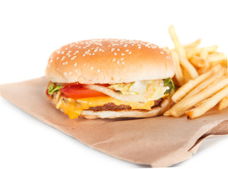 Burger with french fries