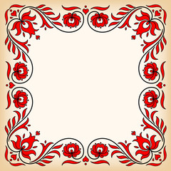 Vintage frame with traditional Hungarian floral motives